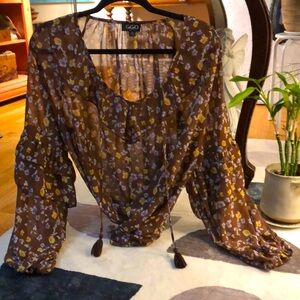 Boho Flowy Ruffled V-neck Floral Blouse